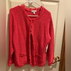 Kim Rogers hot pink open cardigan size medium NWT